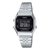 Casio Waterproof Unisex Black Dialsilver Strap Unisex Mens Blacksilver Digital In Metallic