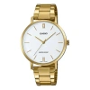 Casio Waterproof White Watch Dial White Analog In Gold