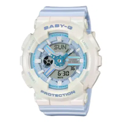 Casio (wmns)  Baby G Ba-110 Series 'white Blue' In Yellow