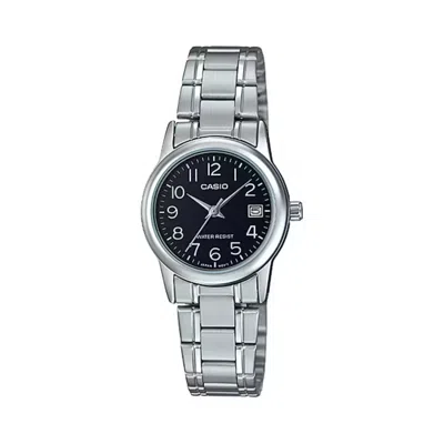 Casio Women's Analog Watch Black Dial Steel Bracelet - Ltp-v002d-1budf In Metallic