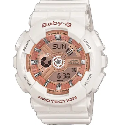 Casio Women's Baby-g Rose Gold Dial Watch In White
