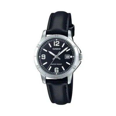 Casio Women's Black Analog Watch With Black Dial - Ltp-v004l-1b In Gold
