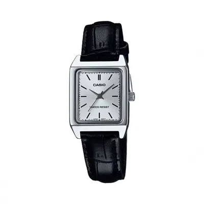 Casio Women's Black Analog Watch With White Dial - Ltp-v007l-7e1udf In Silver