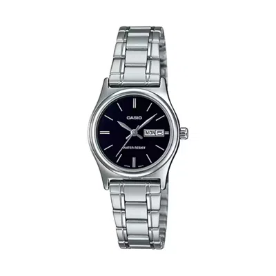 Casio Women's Black Dial Analog Watch Stainless Steel Bracelet - Ltp-v006d-1b2udf-nobx-ew In Multi
