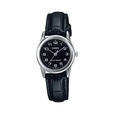 Casio Women's Black Dial Analog Watch With Leather Strap - Ltp-v001l-1b In Pink