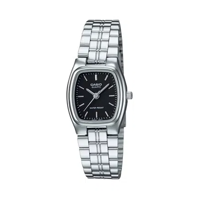 Casio Women's Black Dial Rectangular Analog Watch With Steel Bracelet - Ltp-1169d-1a In Metallic