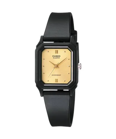 Casio Women's Black Watch With Gold Dial - Lq-142e-9a