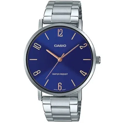 Casio Women's Blue Dial Stainless Steel Analog Watch - Ltp-vt01d-2b2udf In Metallic