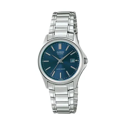 Casio Women's Blue Dial Stainless Steel Bracelet Watch - Ltp-1183a-2a In Silver