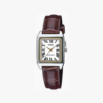 Casio Women's Brown Analog Watch With White Dial - Ltp-v007l-7b2udf In Silver