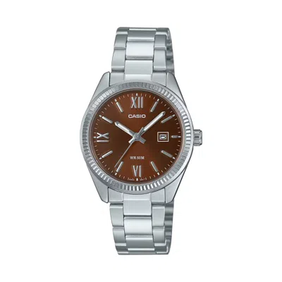 Casio Women's Brown Dial Analog Stainless Steel Watch - Ltp-1302dd-5avdf In Metallic