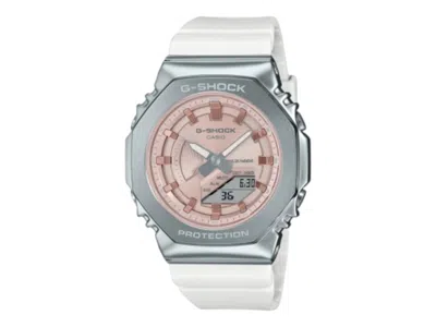 Pre-owned Casio Women's  Gshock Gms2100ws7a Watch In Stainless Steel In Silver