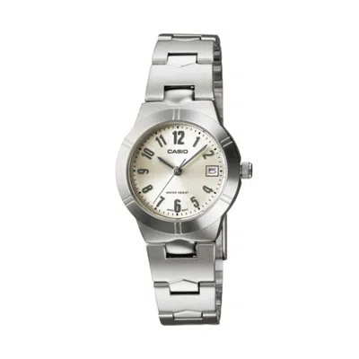Casio Women's Champagne Dial Analog Watch With Stainless Steel Bracelet - Ltp-1241d-7a2d In Metallic