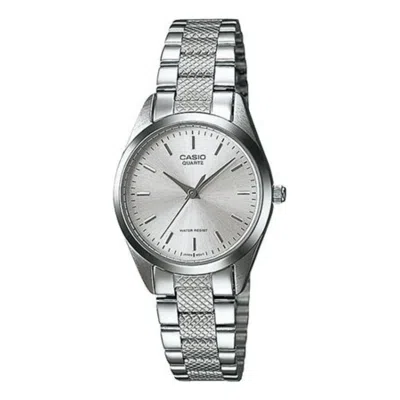 Casio Women's Classic Silver Dial Watch With Textured Stainless Steel Bracelet - Ltp-1274d-7a In Metallic