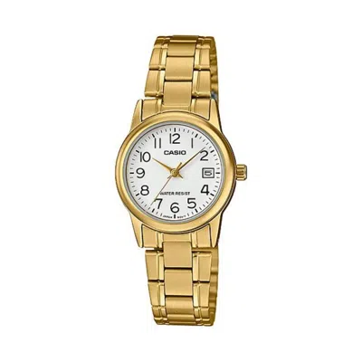 Casio Women's Gold Analog Watch White Dial Steel Bracelet - Ltp-v002g-7b2udf
