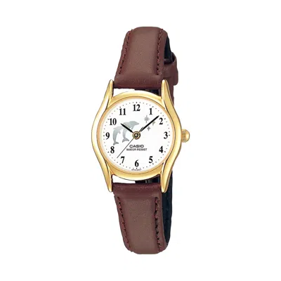 Casio Women's Gold Analog Watch With Brown Leather Band - Ltp-1094q-7b9rdf