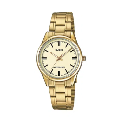 Casio Women's Gold Analog Watch With Champagne Dial - Ltp-v005g-9audf
