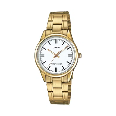 Casio Women's Gold Analog Watch With Stainless Steel Bracelet White Dial - Ltp-v005g-7audf