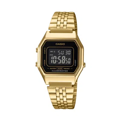 Casio Women's Gold Digital Watch With Black Dial Retro Square Design - La-680wga-1bdf