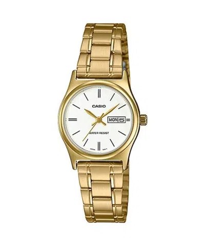 Casio Women's Gold Stainless Steel Watch With White Dial - Ltp-v006g-7budf