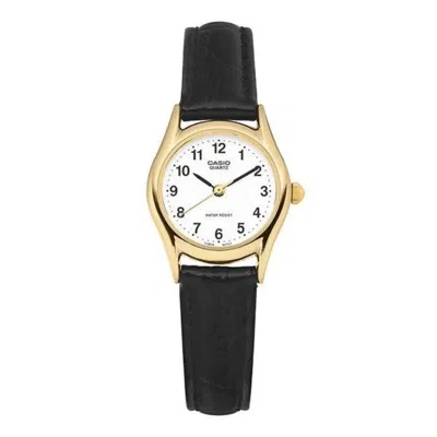 Casio Women's Gold Tone Analog Watch With Black Leather Strap - Ltp-1094q-7b1rdf