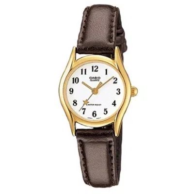 Casio Women's Gold Tone Analog Watch With Tan Leather Band - Ltp-1094q-7b8rdf In Brown