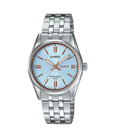 Casio Women's Ice-blue Dial Stainless Steel Bracelet Watch - Ltp-1335d-2avdf In Metallic
