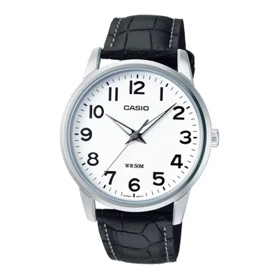 Casio Women's Leather Band Analog Watch White Dial - Ltp-1303l-7bv In Pink