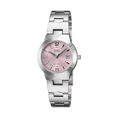 Casio Women's Pink Dial Analog Watch With Stainless Steel Bracelet - Ltp-1241d-4a In Metallic