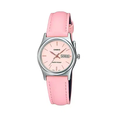 Casio Women's Pink Leather Strap Watch Pink Dial - Ltp-v006l-4budf