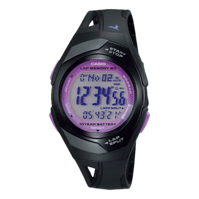 Casio Women's Running Digital Watch With Purple Dial - Str-300-1c In Black