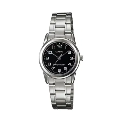 Casio Women's Silver Analog Watch With Black Dial - Ltp-v001d-1b In Gray