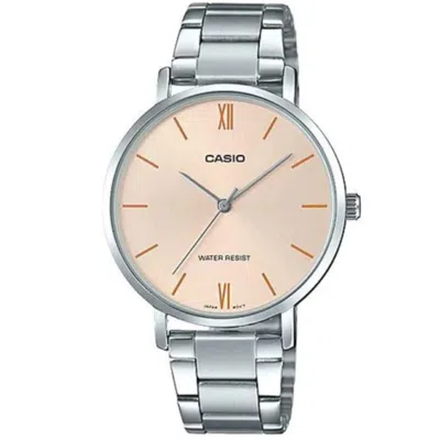 Casio Women's Silver Bracelet Analog Watch With Blush Dial - Ltp-vt01d-2budf In Metallic