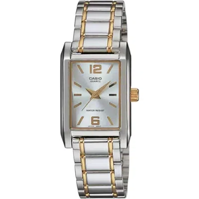 Casio Women's Silver Dial Analog Watch With Two Tone Bracelet - Ltp-1235sg-7a In Multi