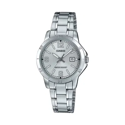 Casio Women's Silver Dial Stainless Steel Analog Watch - Ltp-v004d-7b2udf In Metallic