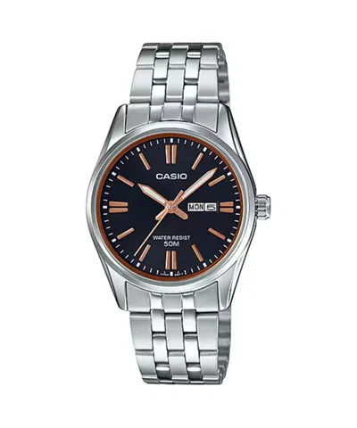Casio Women's Silver Dial Stainless Steel Bracelet Watch - Ltp-1335d-1avdf In Multi