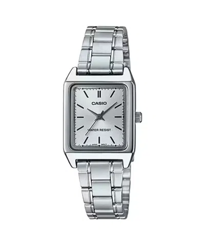 Casio Women's Silver Dial Stainless Steel Rectangular Watch - Ltp-v007d-7eudf