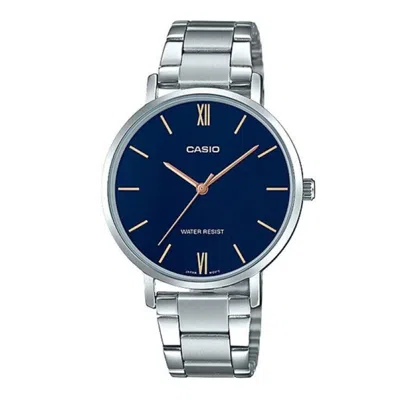 Casio Women's Silver Stainless Steel Analog Watch With Blue Dial - Ltp-vt01d-2budf