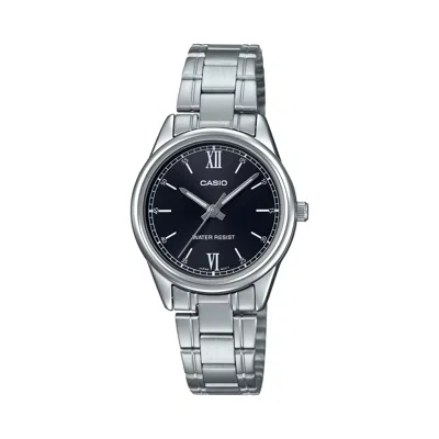 Casio Women's Silver-tone Analog Watch With Black Dial - Ltp-v005d-1b2udf