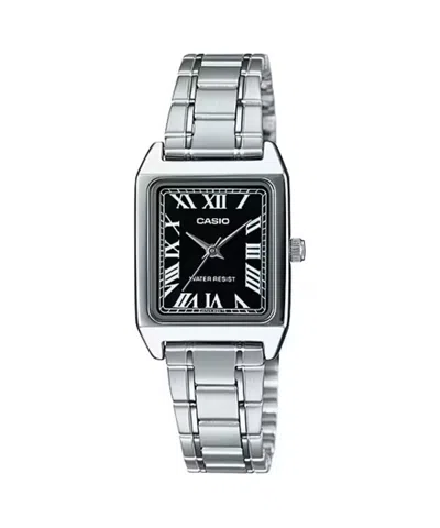 Casio Women's Silver Watch With Black Roman Dial - Ltp-v007d-1budf In Multi