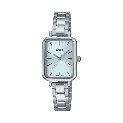 Casio Women's Silver Watch With Light Blue Dial - Ltp-v009d-2eudf In Brown