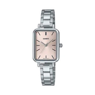 Casio Women's Silver Watch With Pink Dial - Ltp-v009d-4eudf