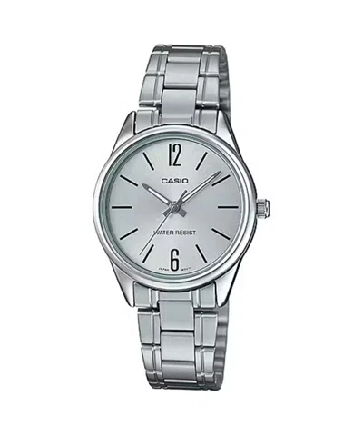 Casio Women's Silver Watch With Silver Dial And Stainless Steel Band - Ltp-v005d-7budf In Metallic