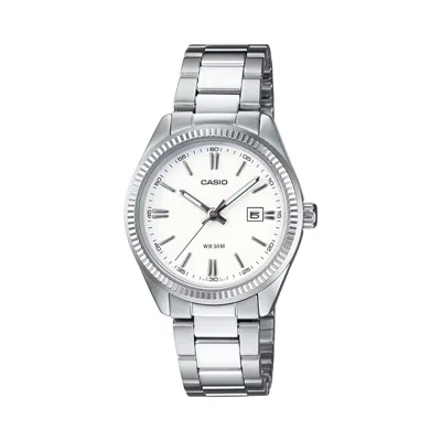Casio Women's Stainless Steel Analog Watch White Dial - Ltp-1302d-7a1v In Green