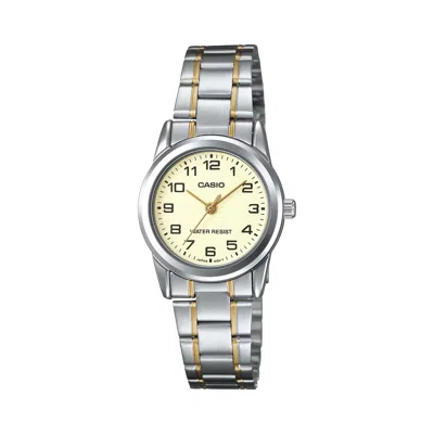 Casio Women's Two-tone Stainless Steel Watch With Champagne Dial - Ltp-v001sg-9b In White