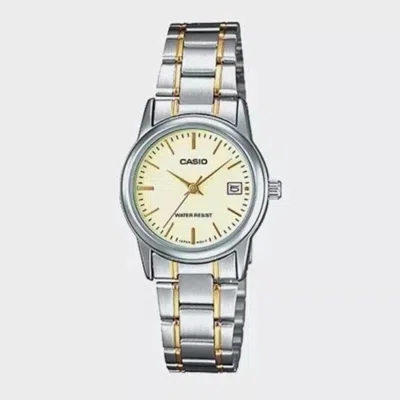 Casio Women's Two-tone Stainless Steel Watch With Champagne Dial - Ltp-v002sg-9a In Metallic