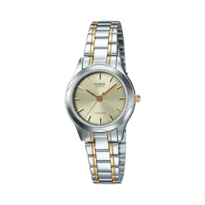 Casio Women's Two-tone Stainless Steel Bracelet Analog Watch Champagne Dial - Ltp-1275sg-9a In Multi