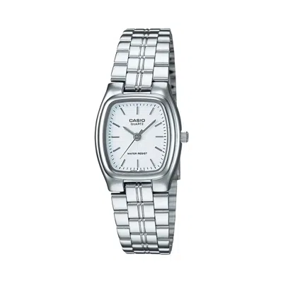 Casio Women's White Dial Analog Watch With Stainless Steel Bracelet - Ltp-1169d-7a In Metallic
