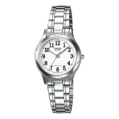 Casio Women's White Dial Stainless Steel Bracelet Watch - Ltp-1275d-7b In Metallic