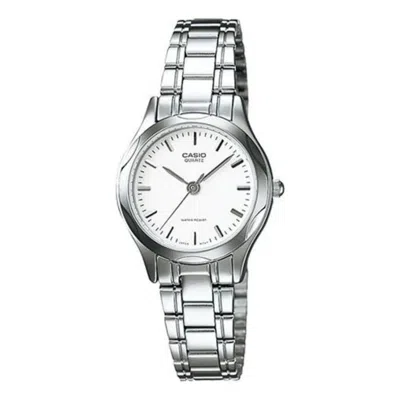 Casio Women's White Dial Watch With Stainless Steel Bracelet - Ltp-1275d-7a In Metallic